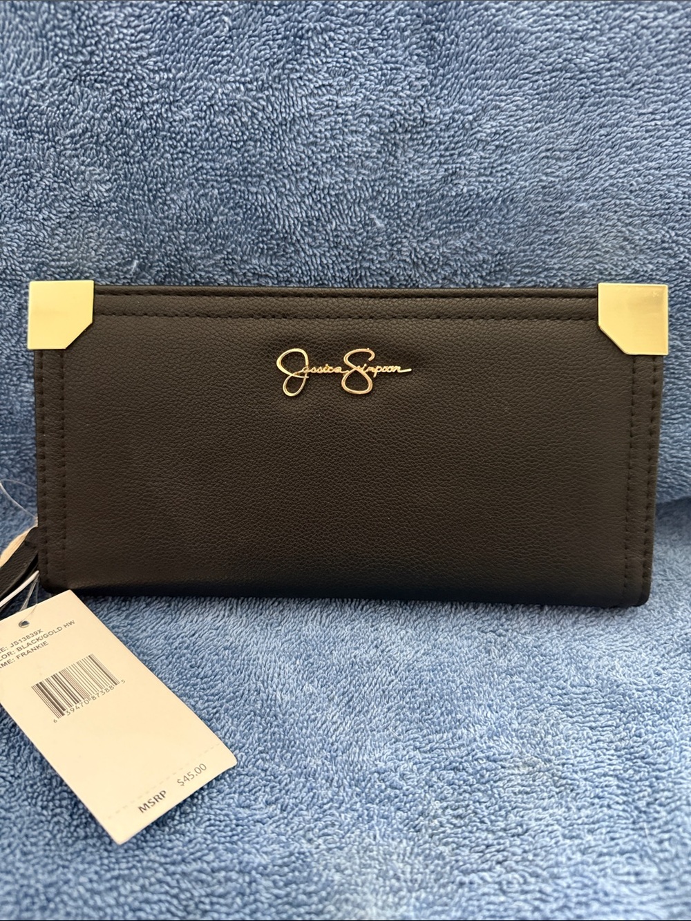 Jessica Simpson Black Wallet with Gold Hardware